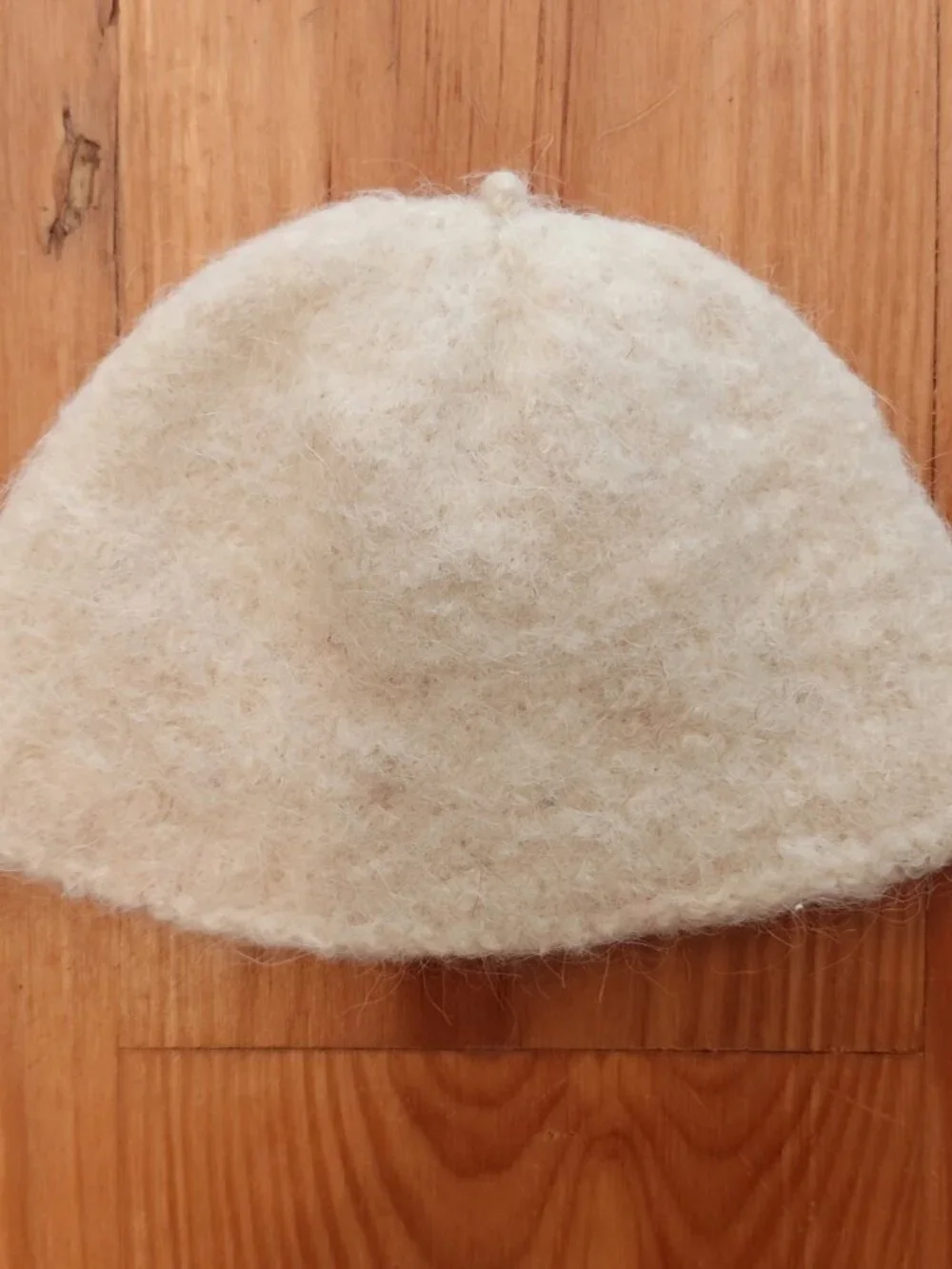 Vintage Infant Newborn Felted Wool Hat Cap 13 inch Cream Boiled Handmade Italy